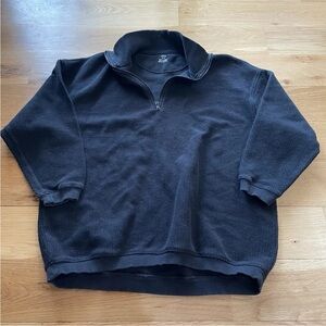 Aerie Ribbed Quarter Zip Black Pullover - Size Medium